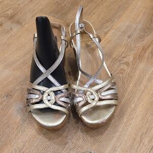 Saks Fifth Avenue Gold Strappy Heels